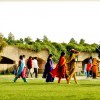 Colourful people in Ghandi memorial park, New Delhi, India