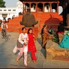 Young girls in the old city of Kathmandu, Nepal