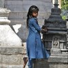 Nepali girl begging at Monkey Temple