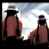 Three Uros women on lake Titicaca, Peru