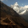 Phortse town and Ama Dablam in Khumbu Valley, Nepal