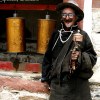 Praying man in Xigar, Tibet