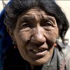 Tibetan farming woman close up