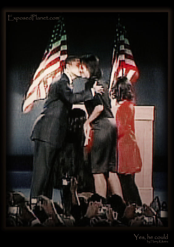 President Barack Obama’s kiss – Yes we can.