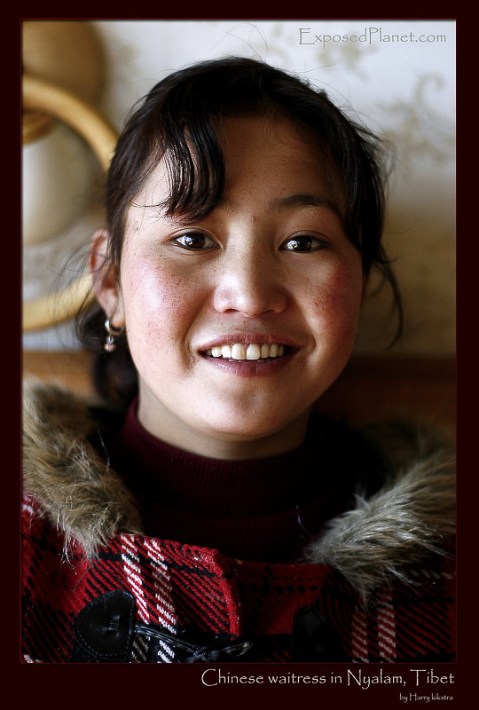 Chinese Waitress in Nyalam restaurant, Tibet