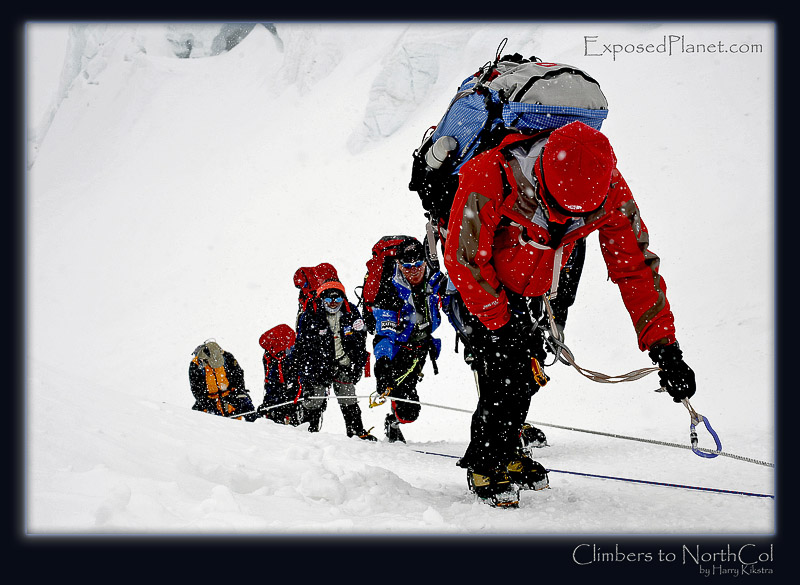 Climbers towards North Col of Everest, Tibet