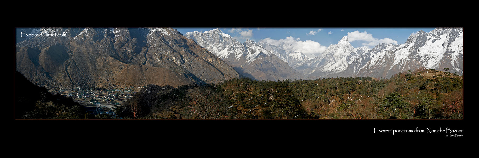 Panorama of Nepalese Himalaya with Everest from Namche Bazaar