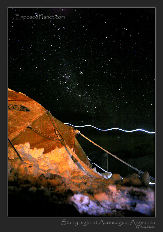 Starry night at Confluencia camp on Aconcagua, Argentina