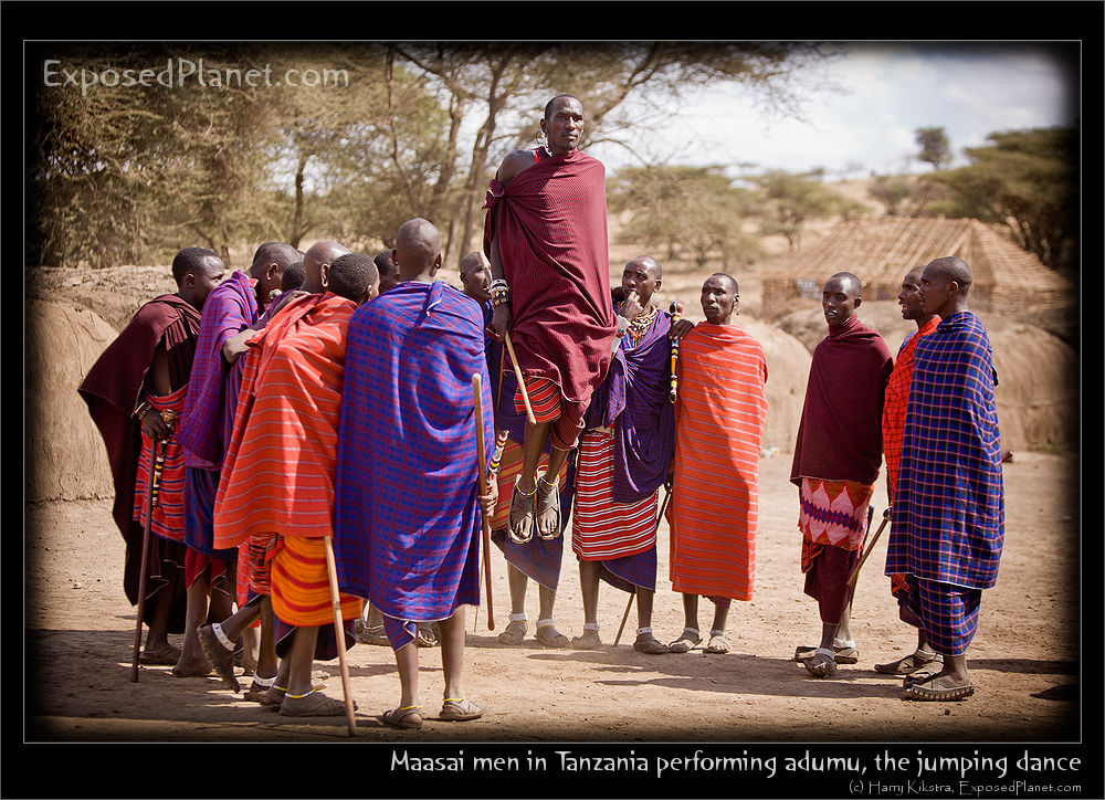 Young Maasai man performing the adumu, also know as the ‘jumping dance’, Tanzania