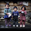 Three Nepali kids in the Khumbu Valley