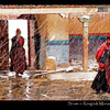 Nuns in a snowstorm in Rongbuk monastery, Tibet