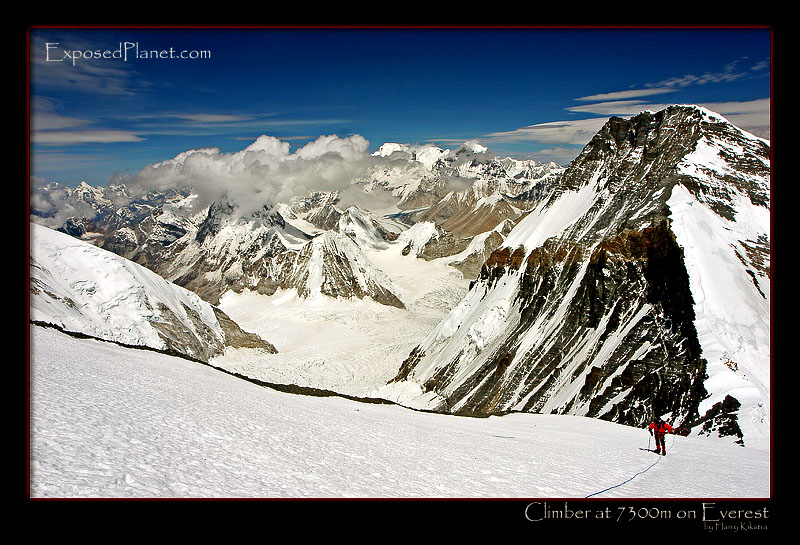 Climber Alex Abramov coming up Everest, 7300m, Tibet