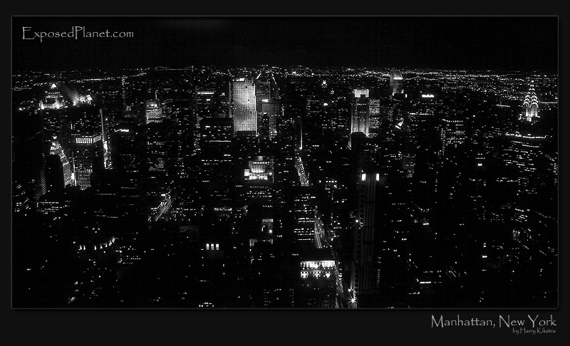 Manhattan New York at night, from Empire State Building