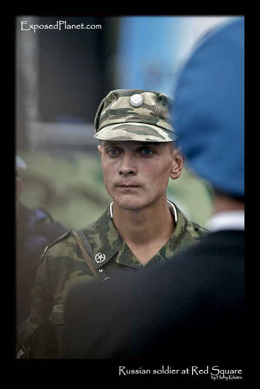 Russian soldier at Red Square at paratroopers celebration