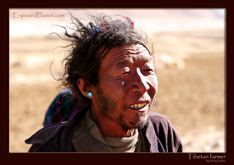 Tibetan farmer close