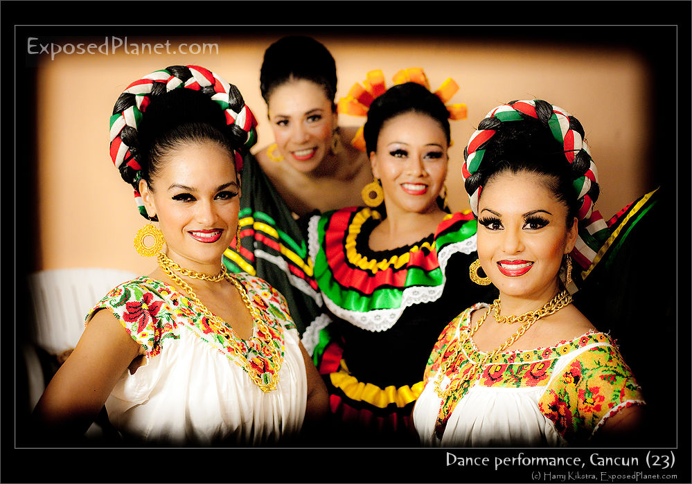 Mexican dancers backstage, Cancun, Mexico