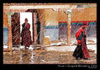 Nuns in a snowstorm in Rongbuk monastery, Tibet