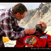 Russians trimming beards at Everest basecamp